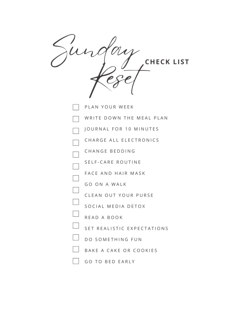 Sunday Reset Checklist